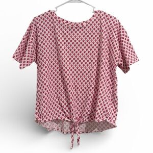 Vineyard Vines Pink Red White Patterned Tie Floral Top MEDIUM